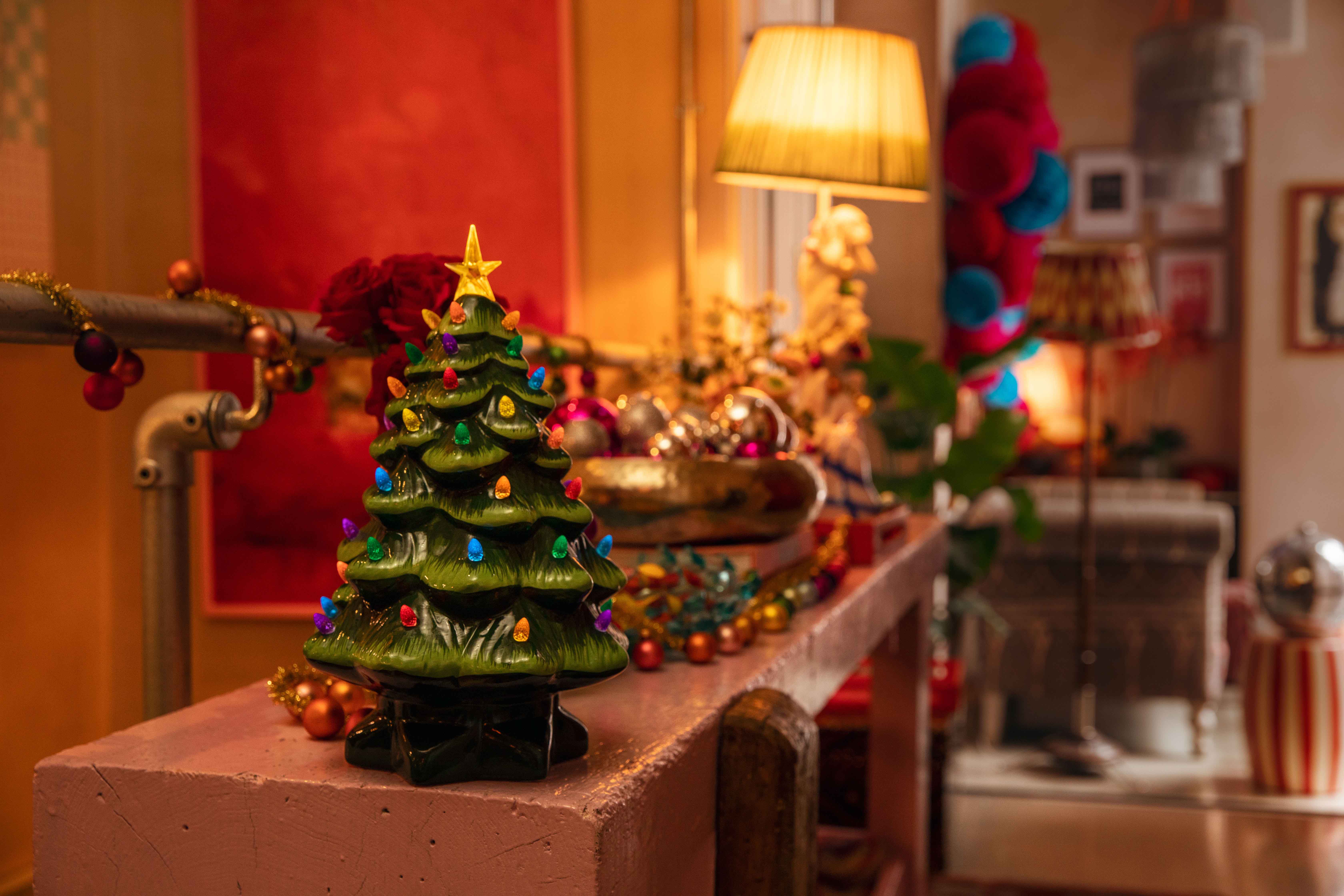 Festive Christmas tree at The Little Scarlet Door for holiday events and gatherings.