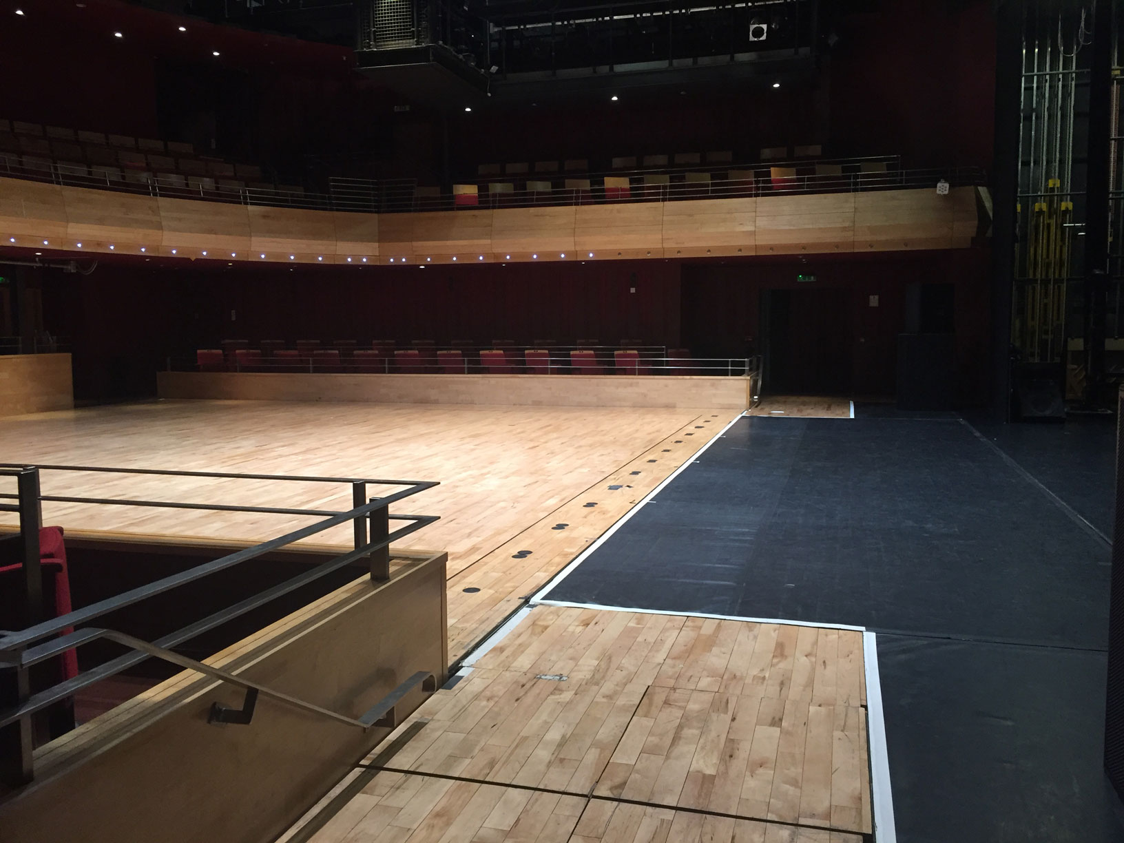 Pentland Theatre at artsdepot: versatile event space with polished wooden floor for performances.
