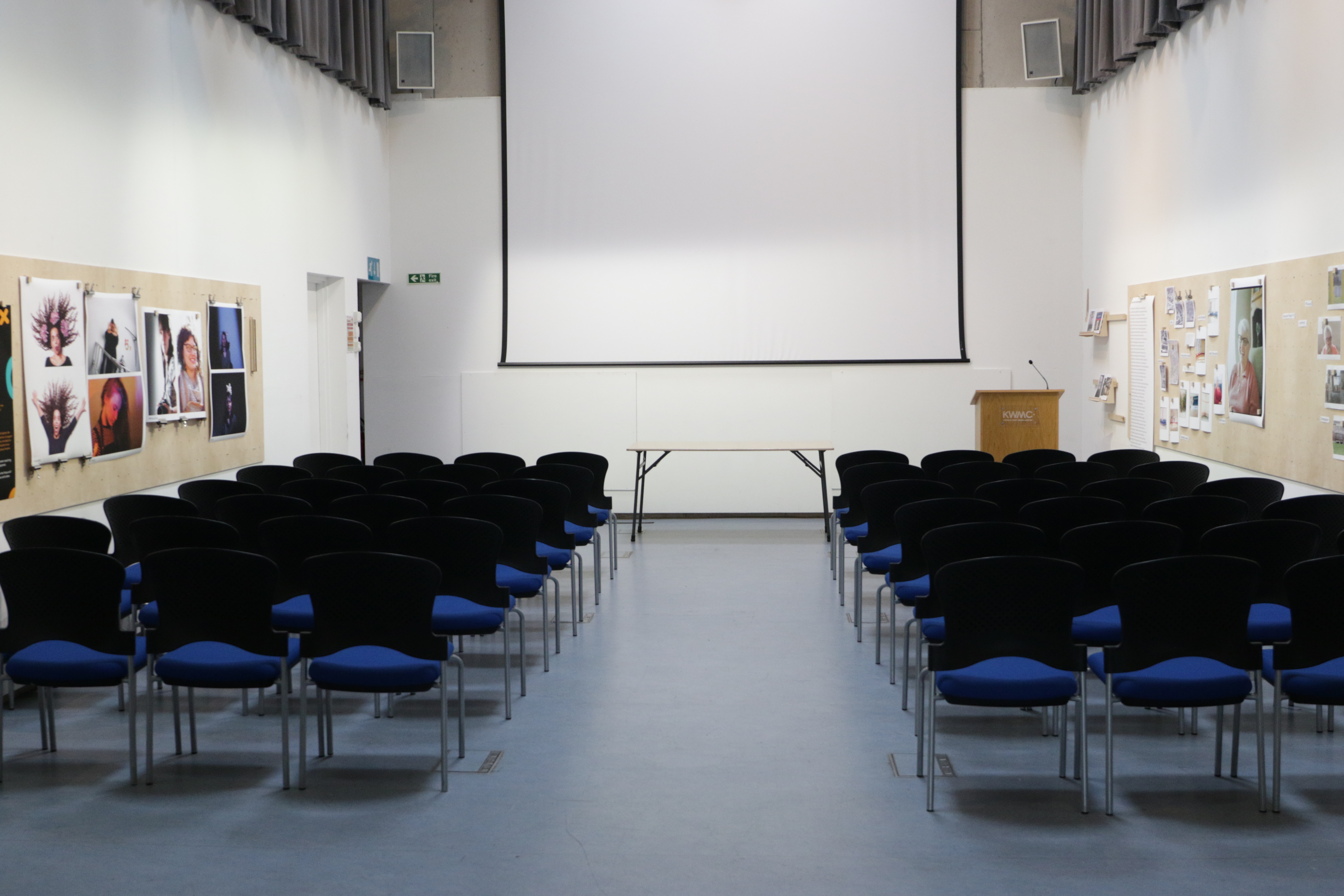 Main Studio at Knowle West Media Centre with minimalist design for workshops and presentations.