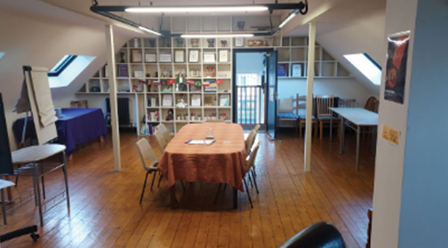 Malala Yousafzai in a versatile meeting space for workshops and collaboration.