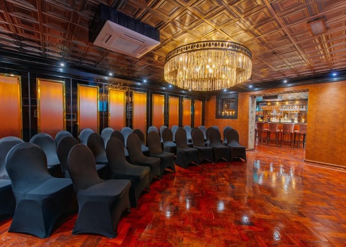 Sophisticated meeting room with elegant chairs, ideal for corporate events and workshops.