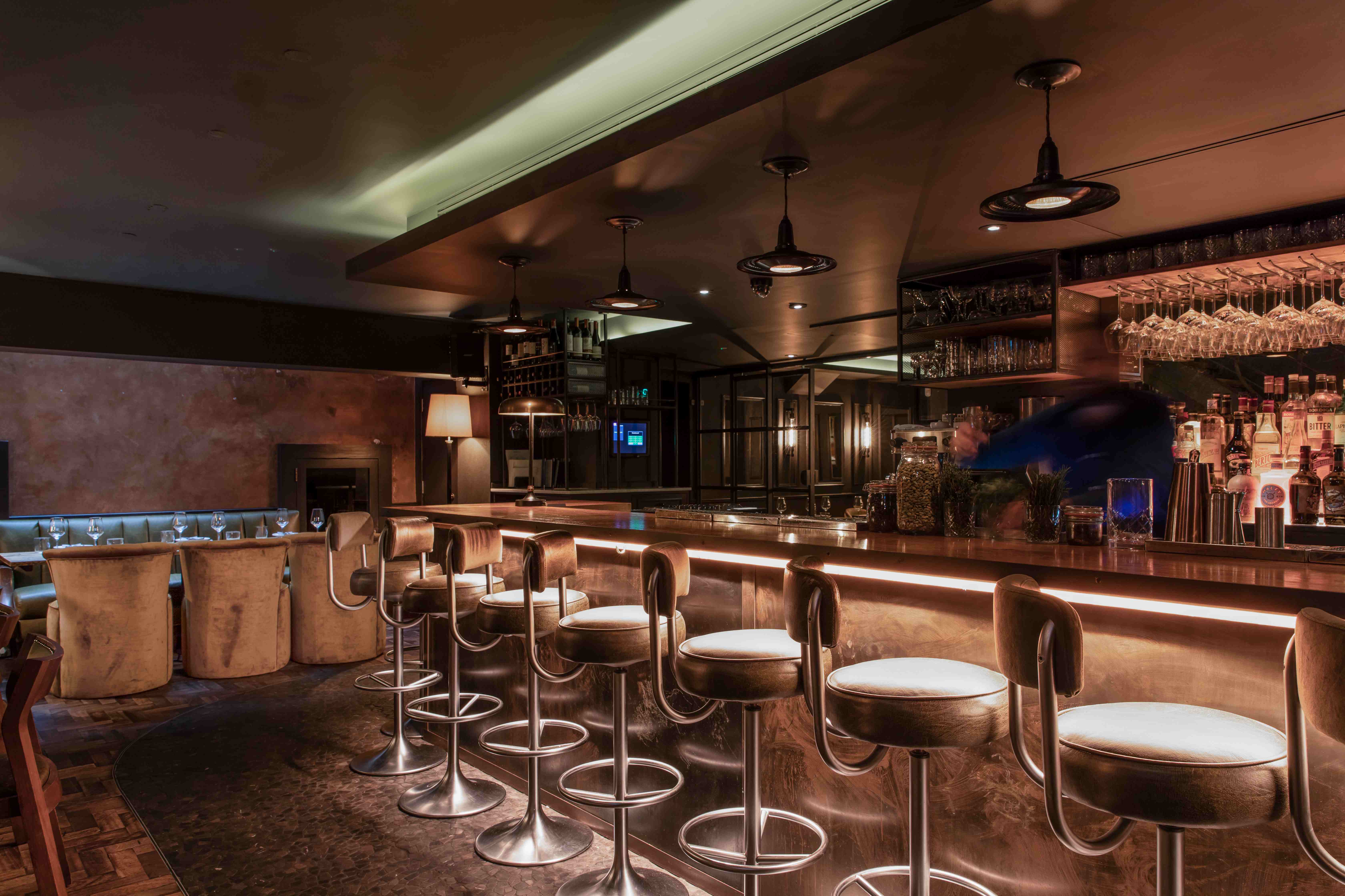 Sleek Ember Bar in Ember Yard, perfect for networking events and cocktail receptions.