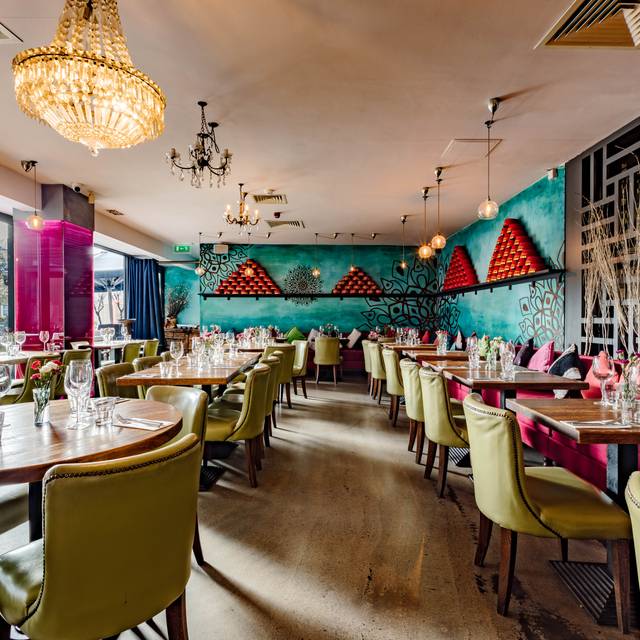 Main Dining Area at Zoya Grill, vibrant decor for events and gatherings.