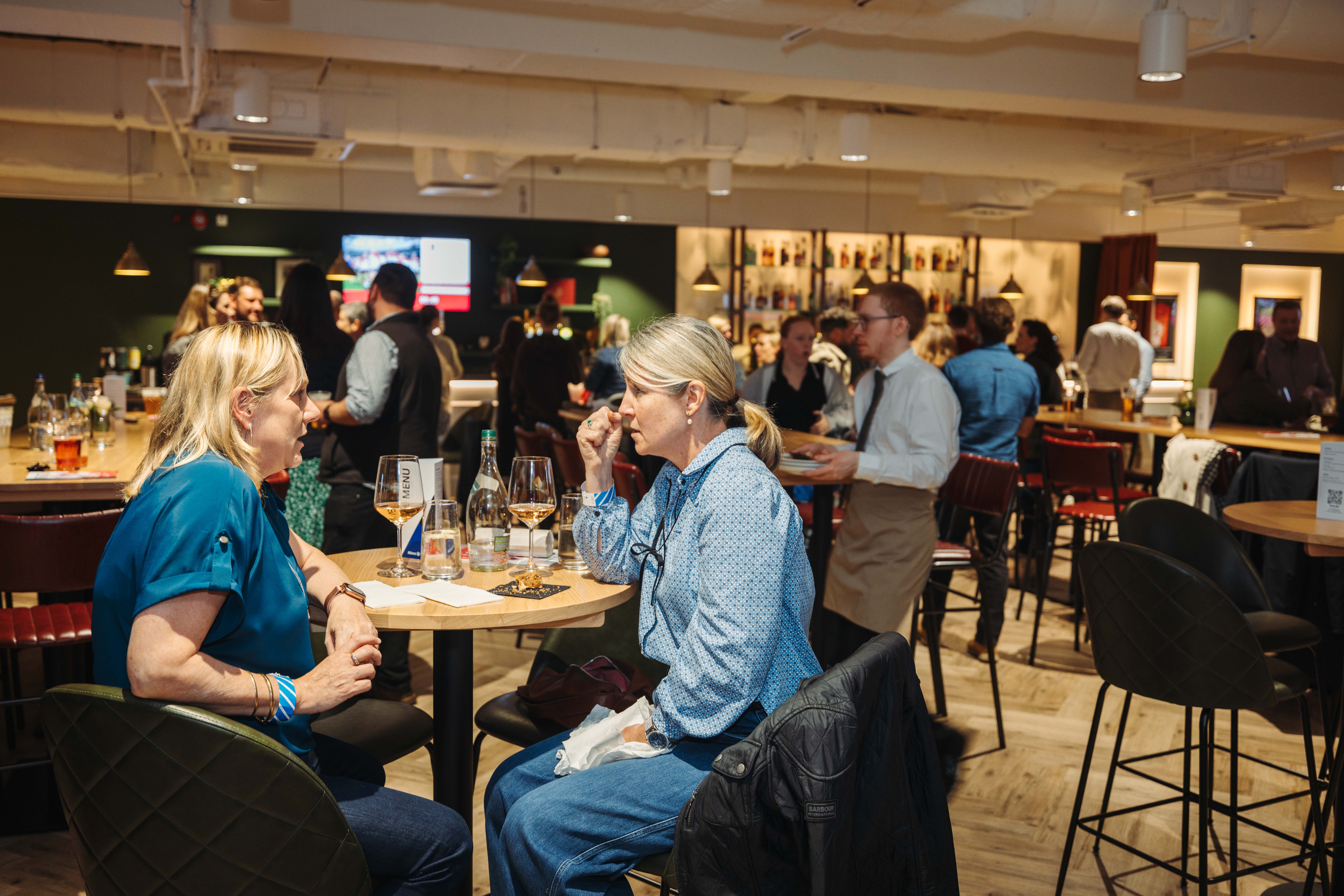 Allianz Suite networking event at Twickenham Stadium, vibrant and engaging atmosphere.