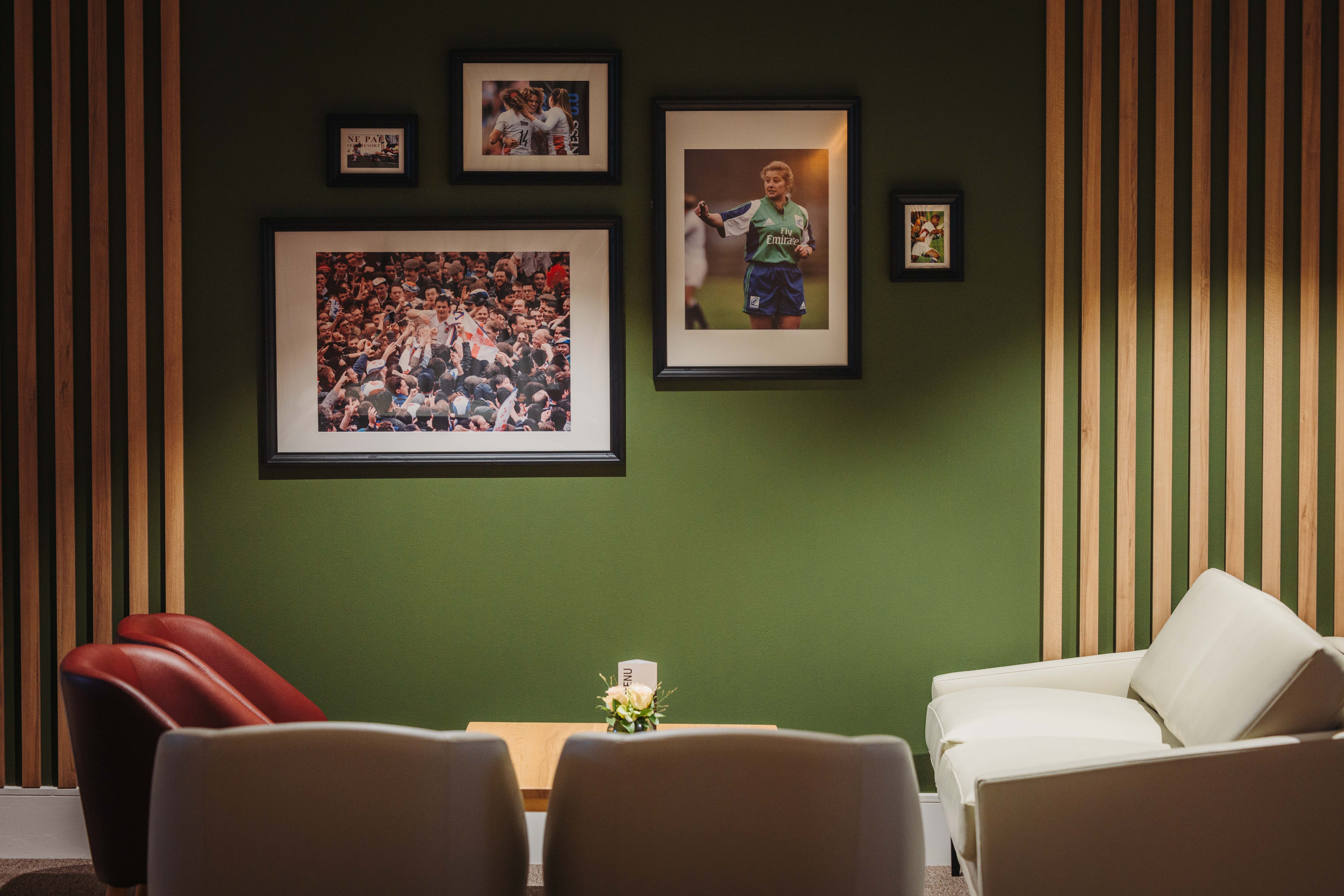 Cozy Allianz Suite with plush seating for creative meetings at Twickenham Stadium.