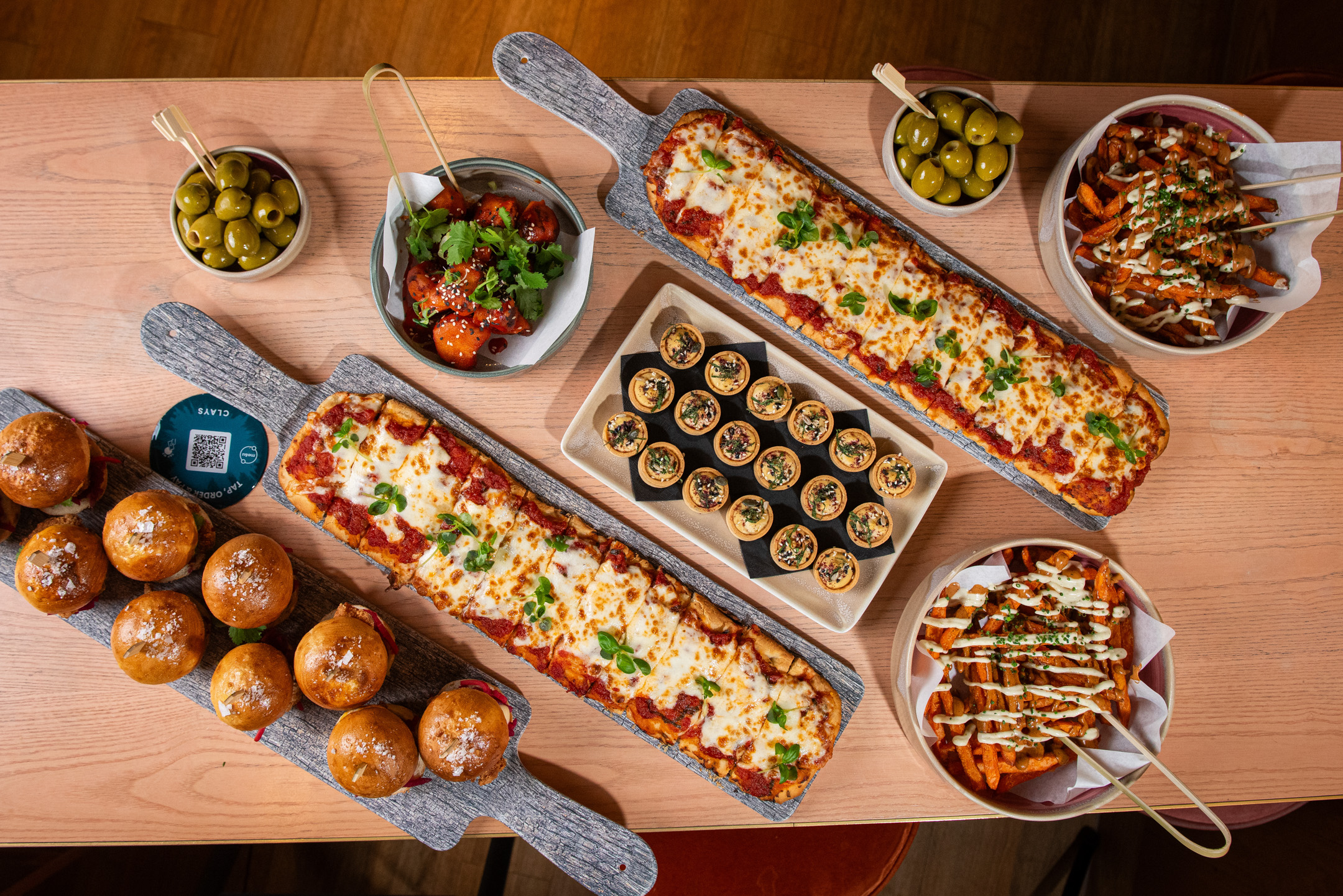 Vibrant food spread at The Bar in Clays Birmingham for corporate events and meetings.