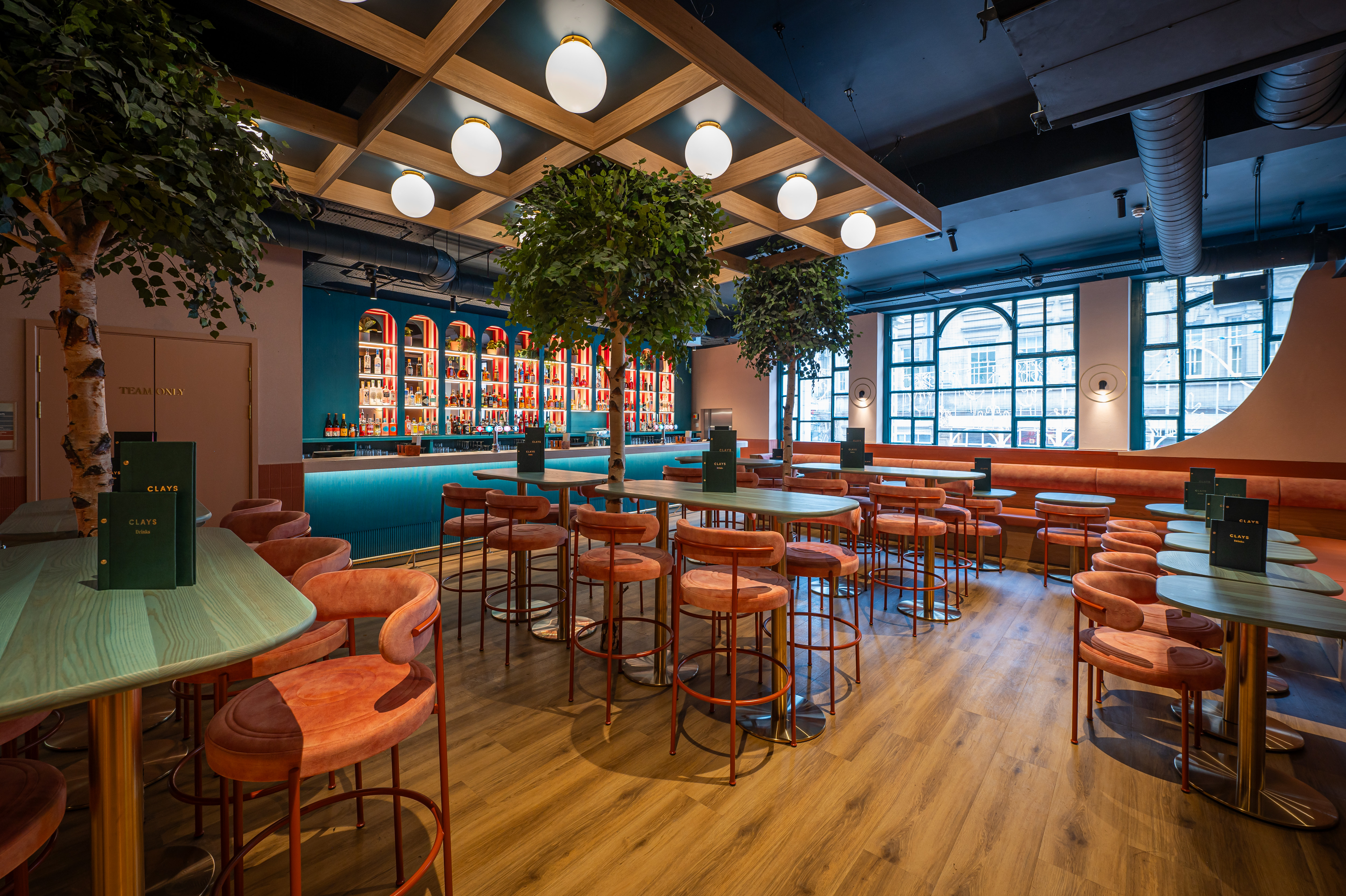 Modern event venue in Clays Birmingham with vibrant decor and spacious layout.