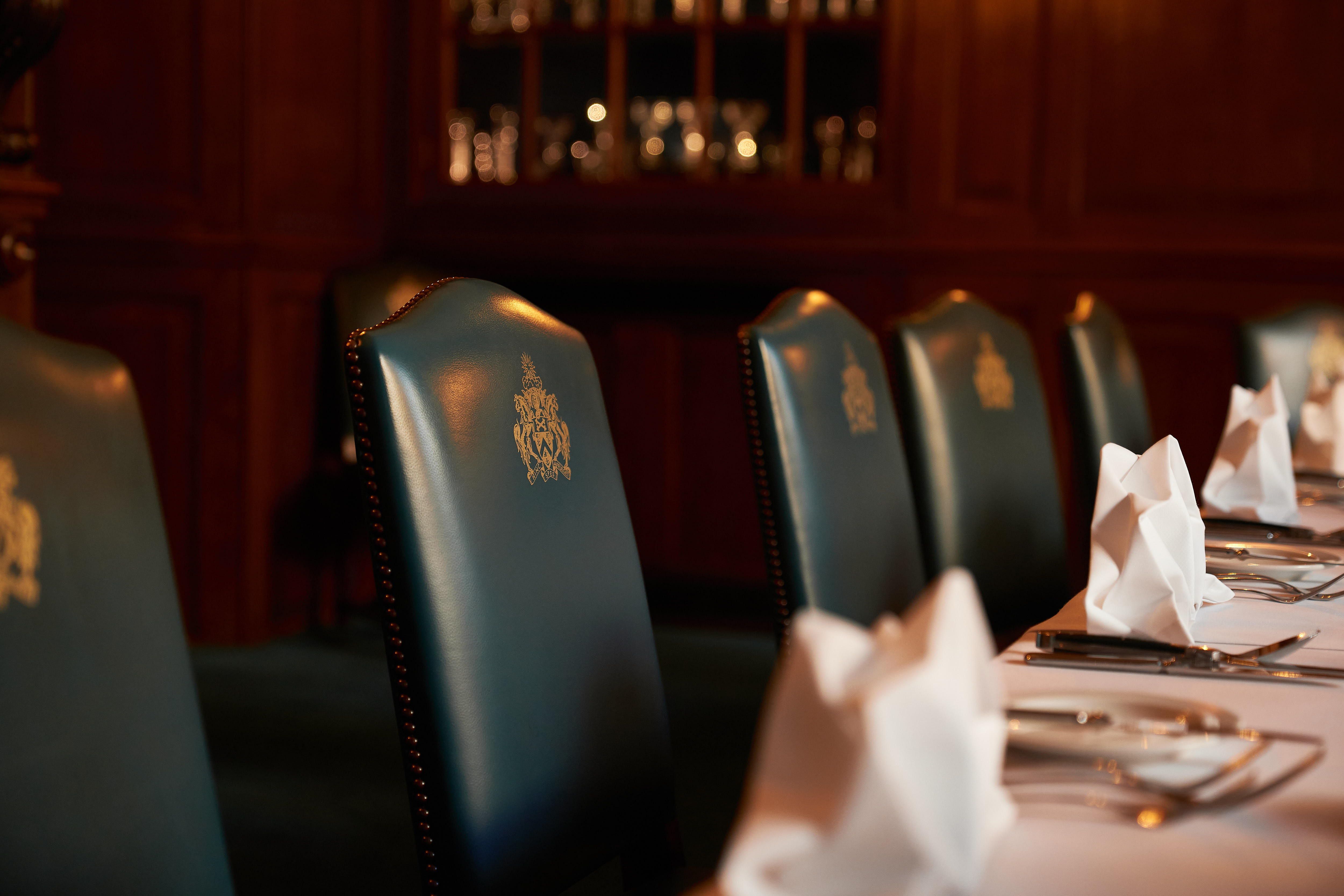 Old Court Room at Innholders' Hall: elegant meeting space with rich wood paneling.