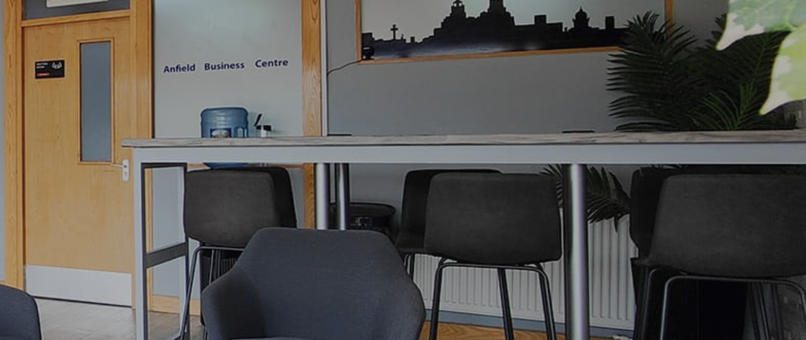 Modern meeting space in serviced offices at Anfield Business Centre, Liverpool.