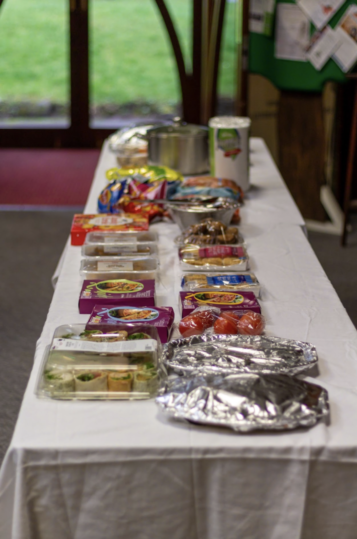 Buffet setup at Hall Hire, St. Mary's Coventry for events and meetings.