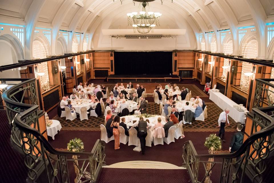 Elegant banquet hall at Royal Bath Hotel Bournemouth for corporate events and weddings.