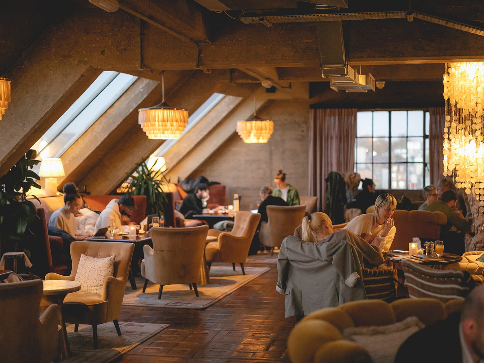 Stylish lounge at Shoreditch House, ideal for networking events and informal meetings.