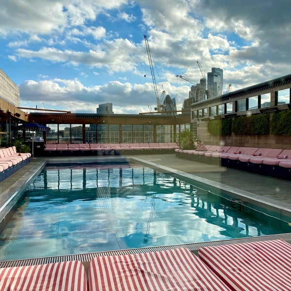 Rooftop pool at Shoreditch House, stylish venue for upscale events and networking.