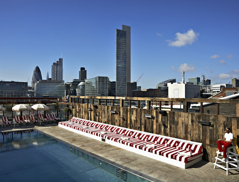 Rooftop pool at Shoreditch House, ideal for upscale events and summer soirées.