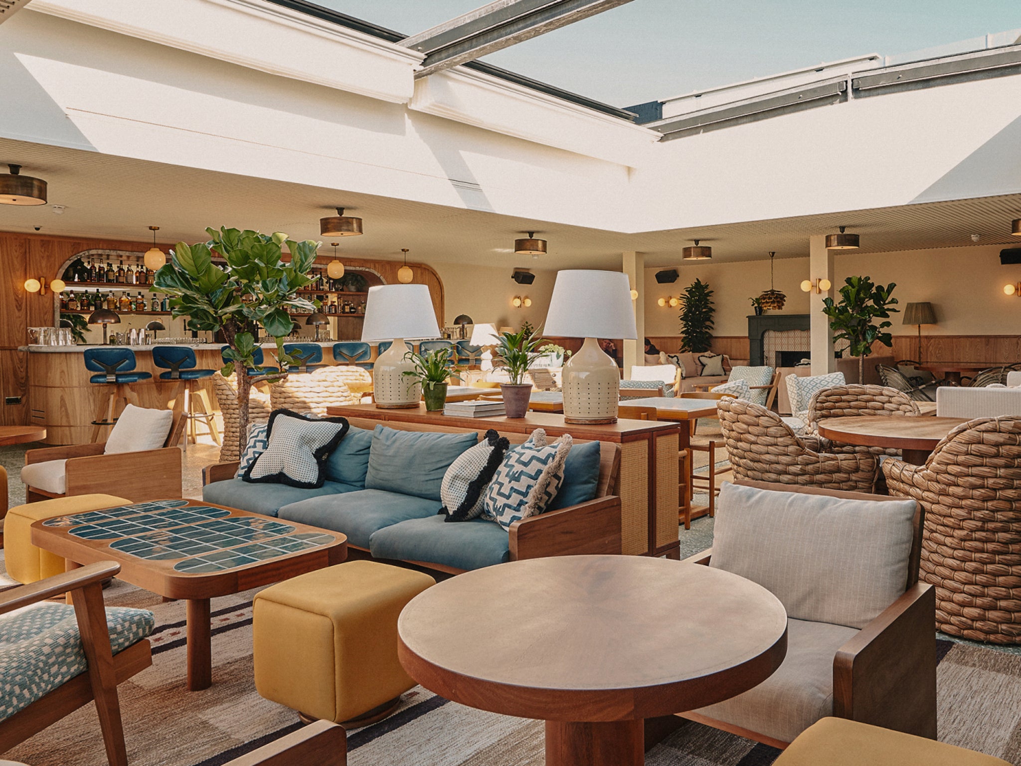 Stylish lounge at Shoreditch House, ideal for networking events and casual meetings.