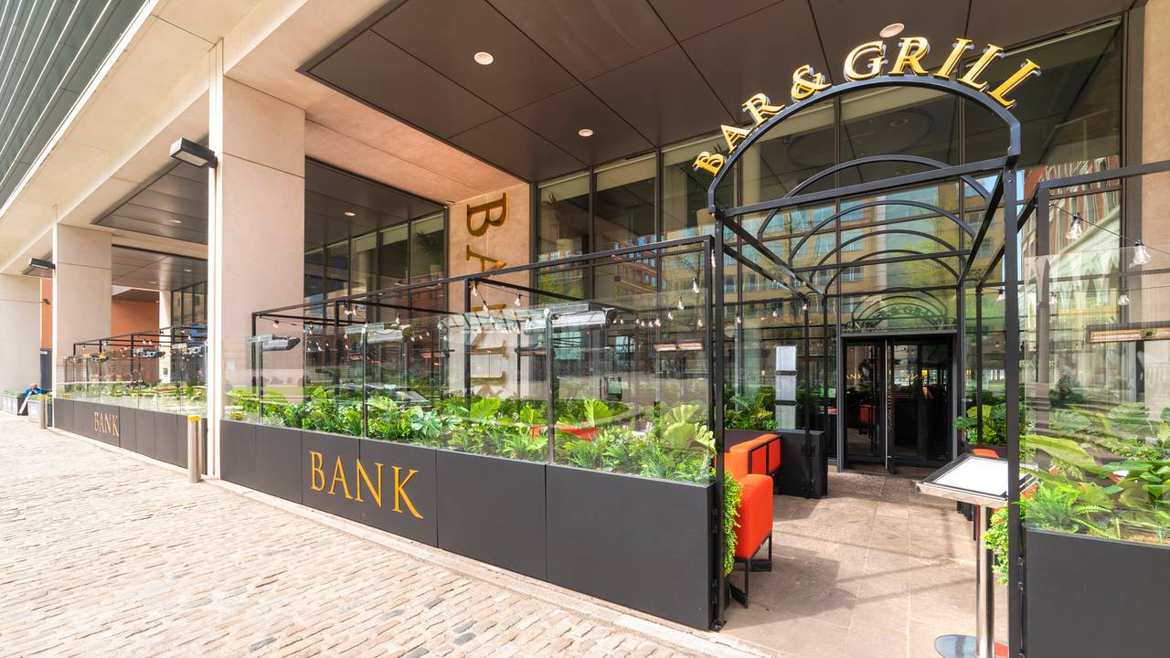 Private dining space at Bank Restaurant Bar & Grill with modern design for events.