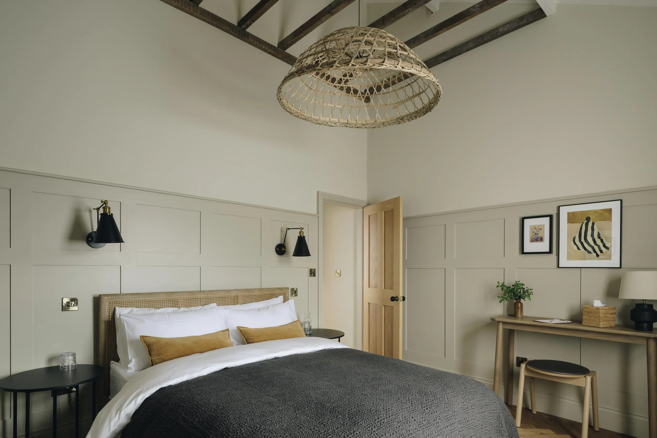 Stylish hotel room at The Plough House, perfect for event attendees and meetings.