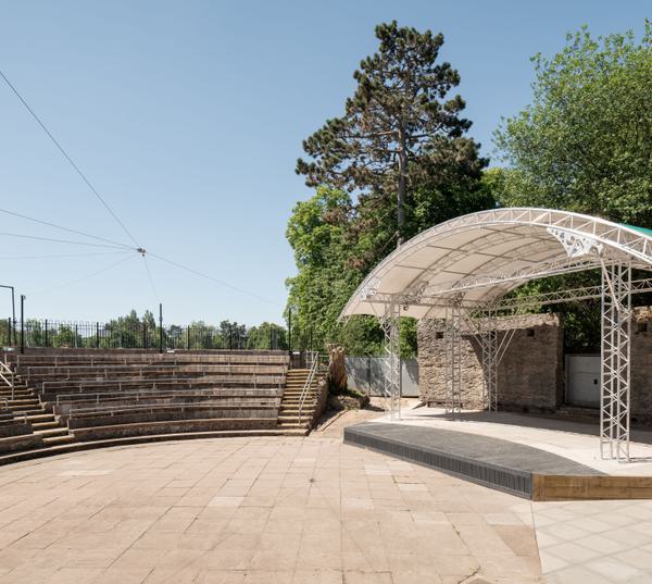 Outdoor amphitheater at Midlands Arts Centre, ideal for concerts and community events.