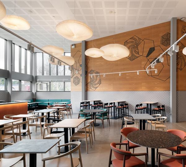 Modern bar area in Midlands Arts Centre, ideal for networking events and casual meetings.