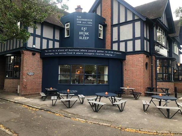 Charming Bournbrook Inn restaurant with outdoor seating for casual meetings and events.