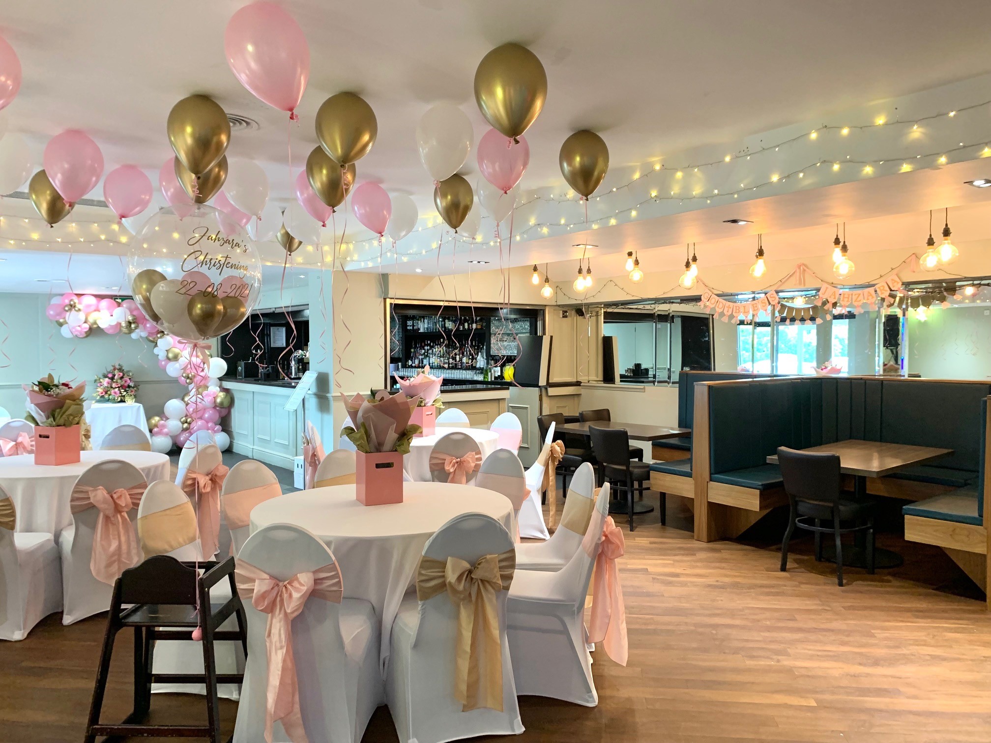 Elegant function room in Langley Hall, perfect for weddings and baby showers.