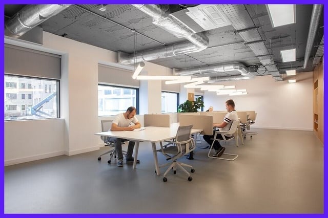 Modern open office space in Birmingham, ideal for collaboration and productivity.