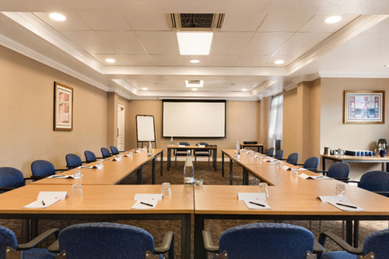 Meeting room at Park West, Solihull: U-shaped setup for corporate events and workshops.