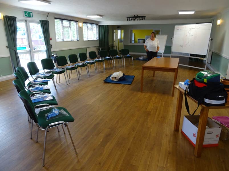 Single room in The Oaks Community Hall with circular seating for interactive meetings.