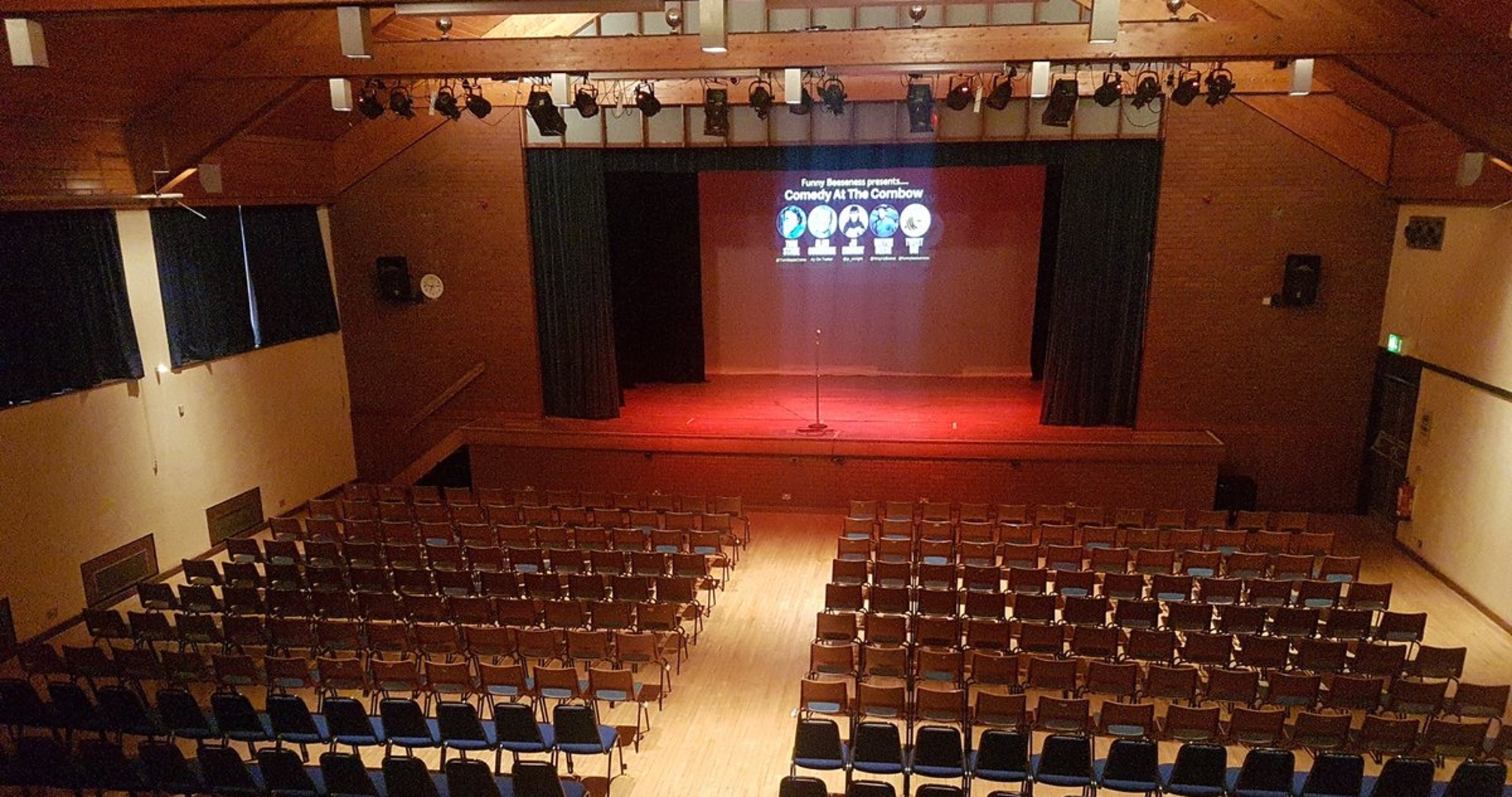 Green Room at Halesowen Town Hall, spacious auditorium set for conferences and performances.
