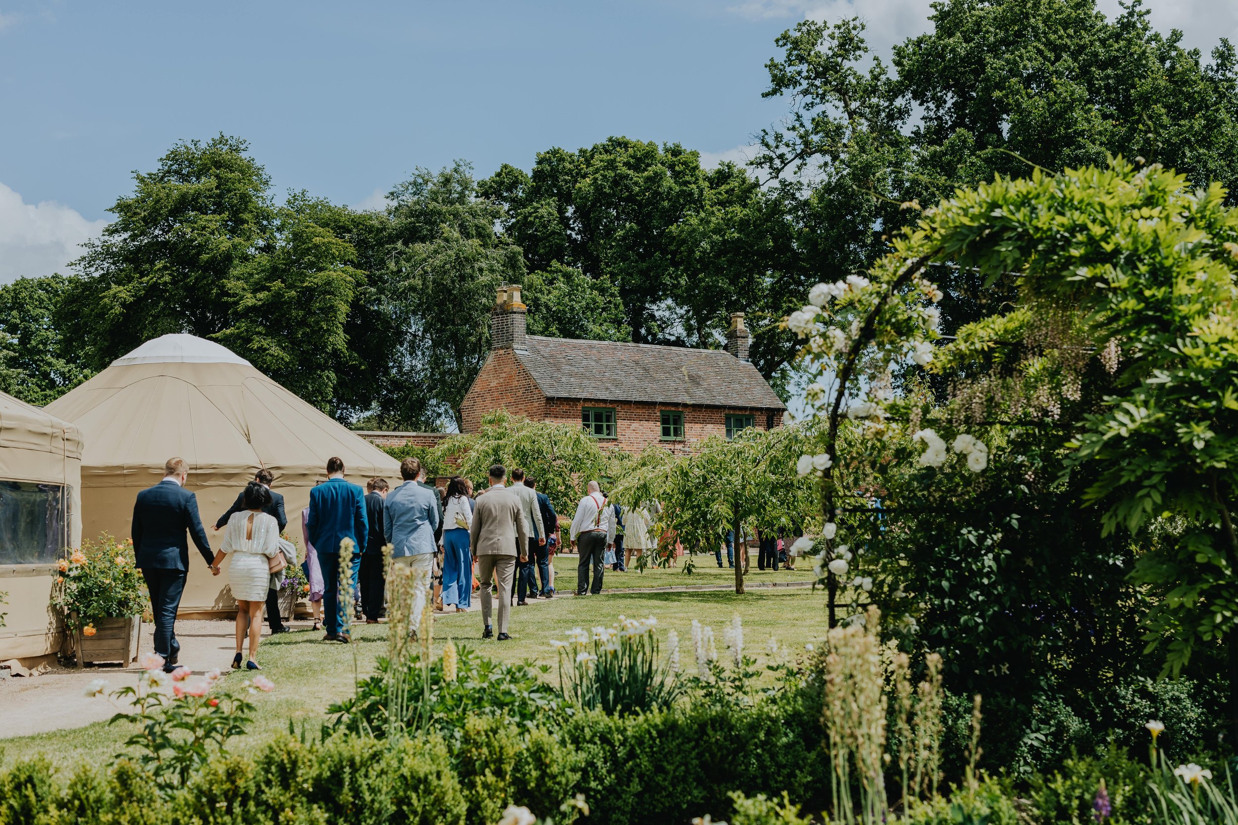Summer House in Thorpe Garden, a charming venue for outdoor events amidst lush greenery.