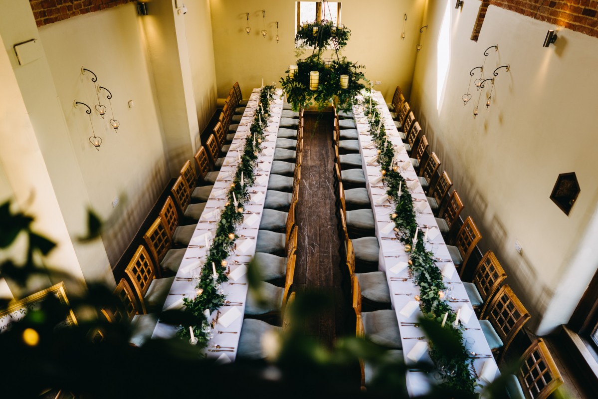 Dodford Room banquet setup with elegant linens for corporate events and weddings.