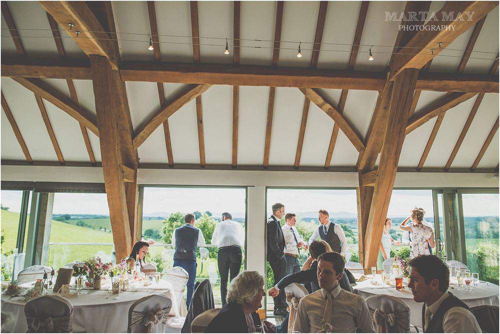 Bredon Room in Deer Park Hall with rustic beams, perfect for weddings and corporate events.