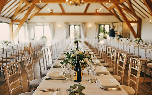 Bredon Room in Deer Park Hall, elegantly set for a wedding or formal event.