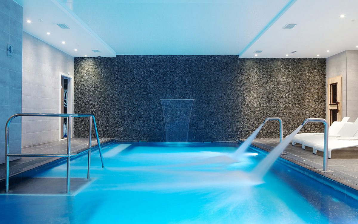 Tranquil spa pool at The Cube Hotel Birmingham for wellness retreats and conferences.