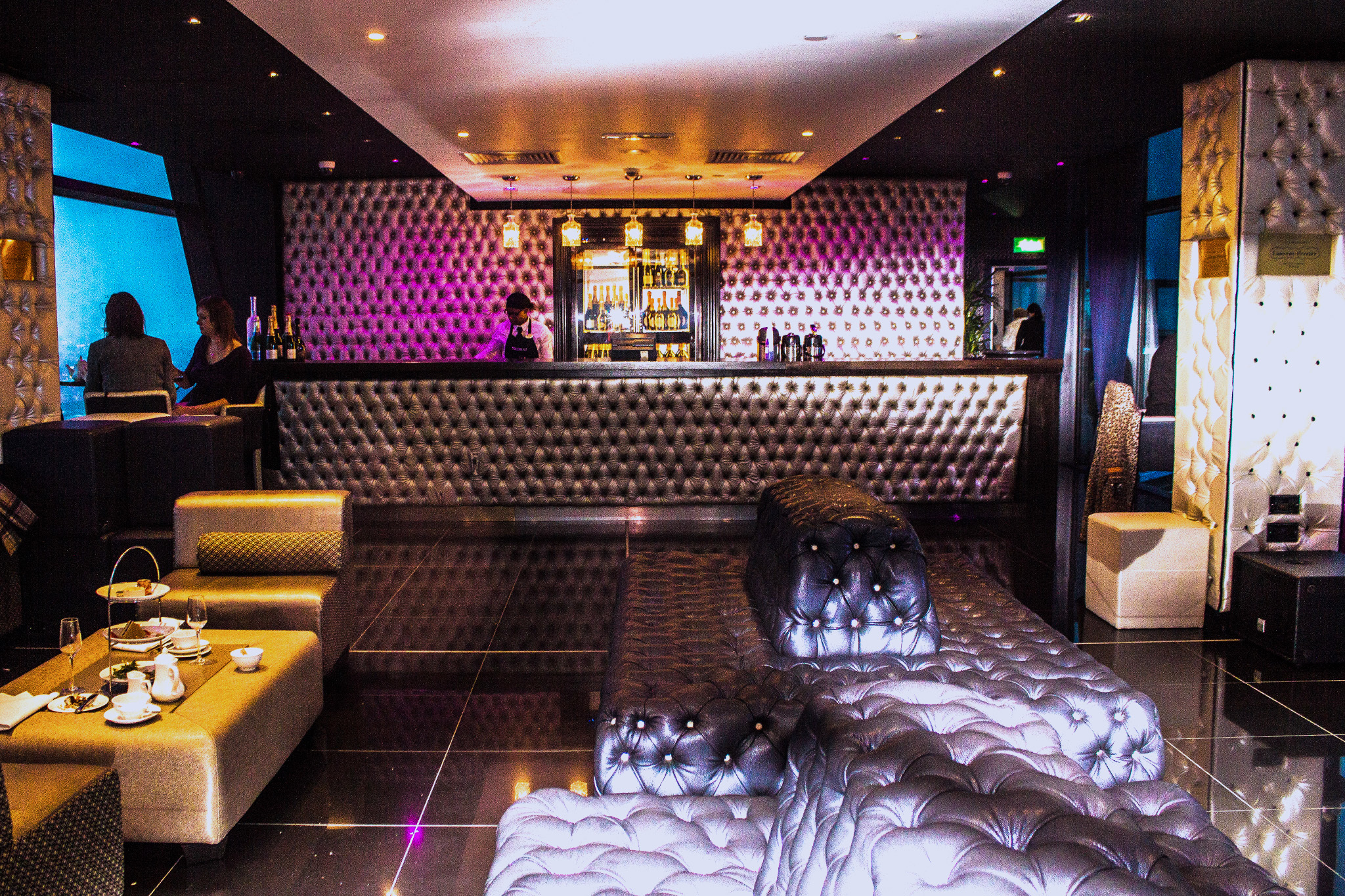 Sleek Restaurant lounge bar in The Cube Hotel, ideal for upscale events and gatherings.