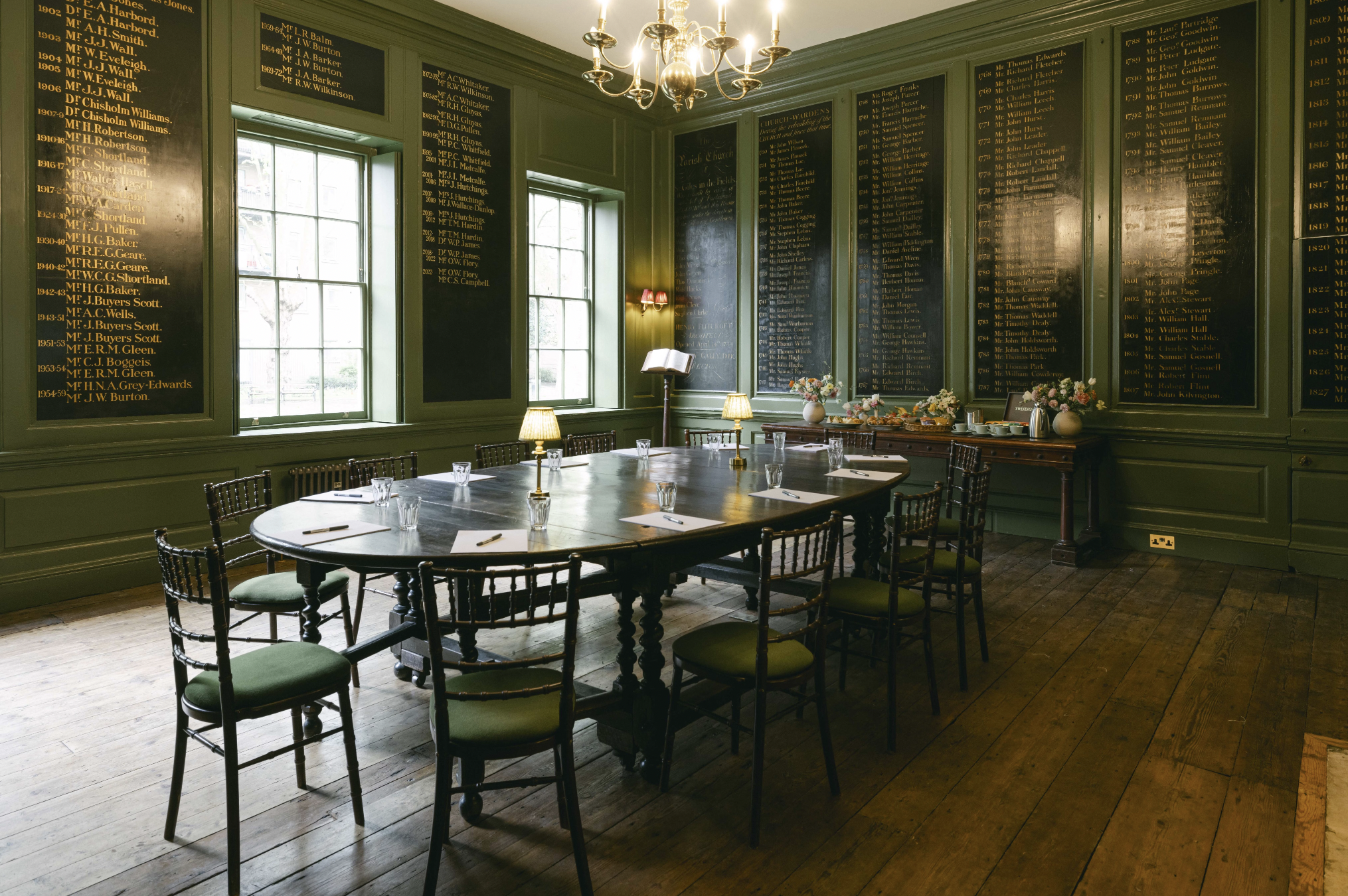 Elegant meeting room at The Vestry House, ideal for intimate gatherings and events.
