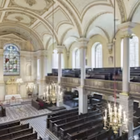 St Giles in the Fields Church venue with high ceilings, ideal for weddings and conferences.