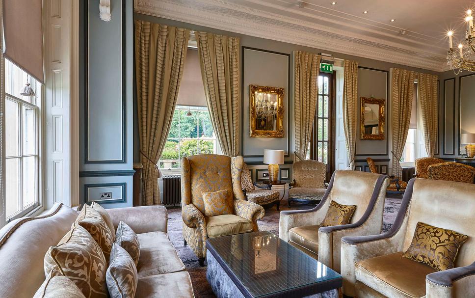 Elegant Repton Lounge at Oulton Hall, ideal for networking events and intimate gatherings.