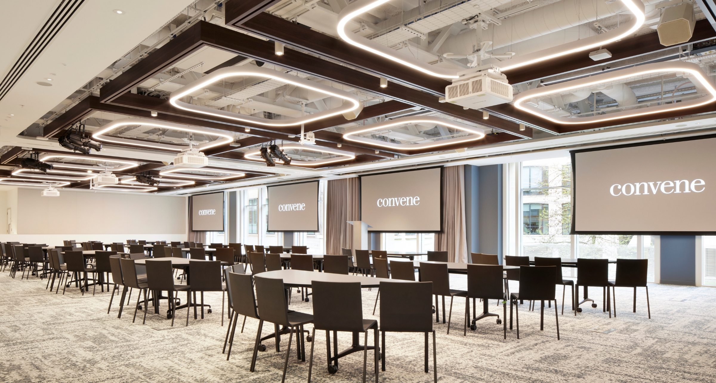 Modern event space at Convene Sancroft, St Pauls, ideal for corporate meetings and conferences.