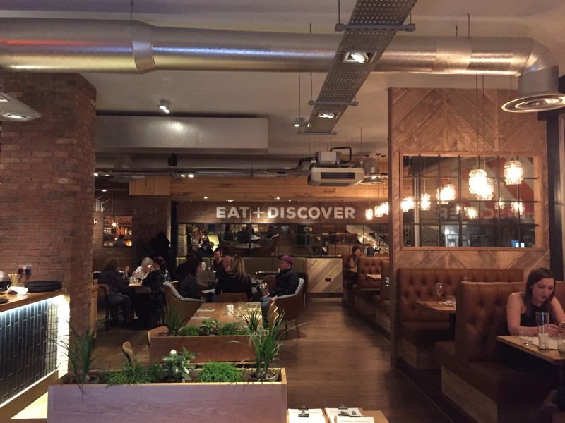 Modern dining bar in Beefeater Birmingham, perfect for networking events and team lunches.