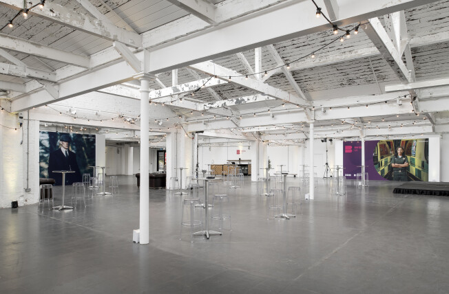 Spacious Factory Works venue with high ceilings for corporate events and social gatherings.