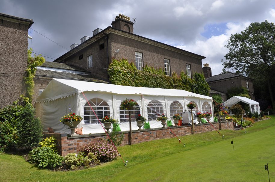 Elegant white tents at Halesowen Golf Club, perfect for weddings and corporate events.