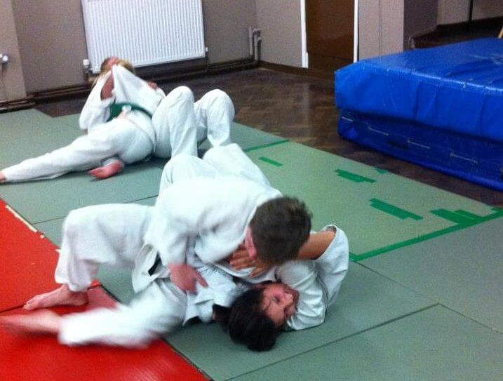 Jujitsu training session at Beeches Martial Arts, showcasing teamwork and discipline.