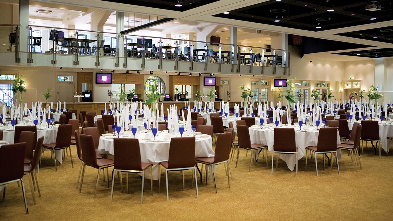 Elegant banquet hall at Aston Villa FC, perfect for weddings and corporate events.
