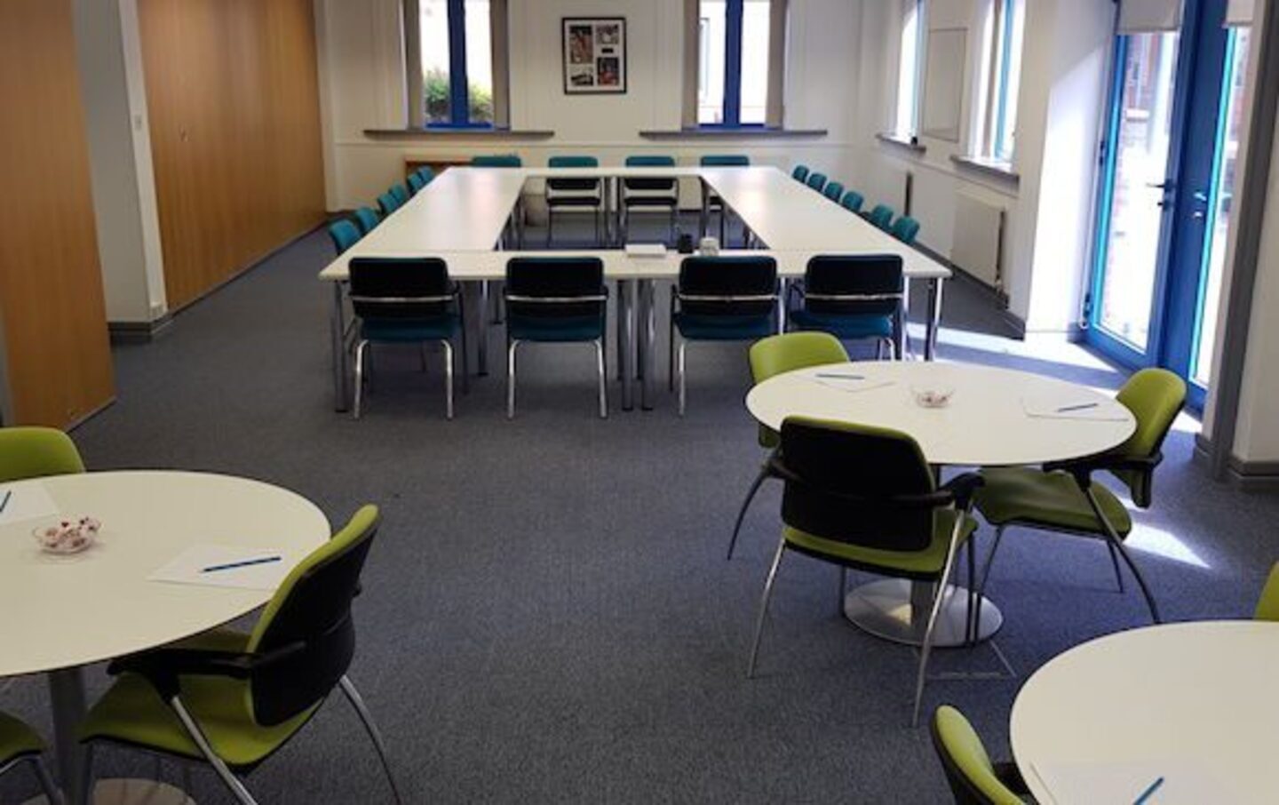 Conference Room at Sandwell Leisure Trust with natural light, ideal for meetings and events.