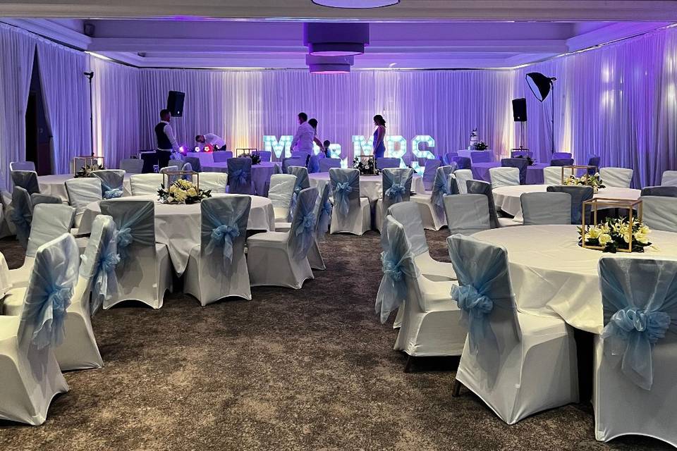 Elegant function room at Village Hotel Solihull, ideal for weddings and formal events.