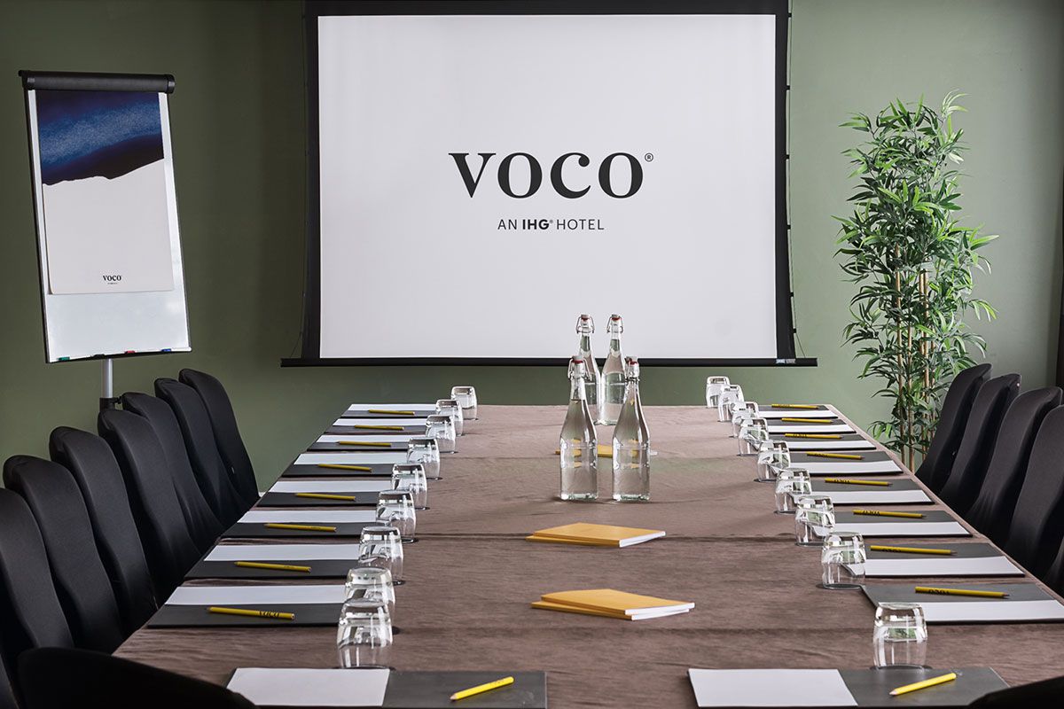 Conference room at voco St. John's Solihull, ideal for professional meetings and events.