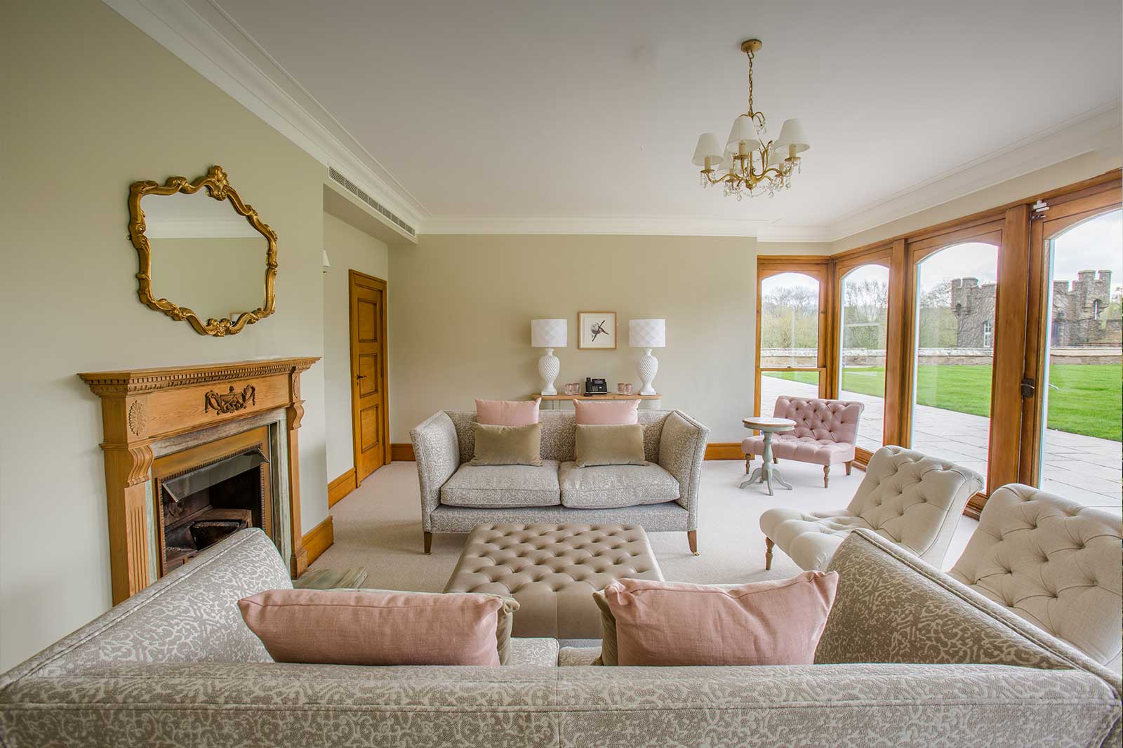 Elegant De Port Private Dining Room with plush seating for meetings and gatherings.