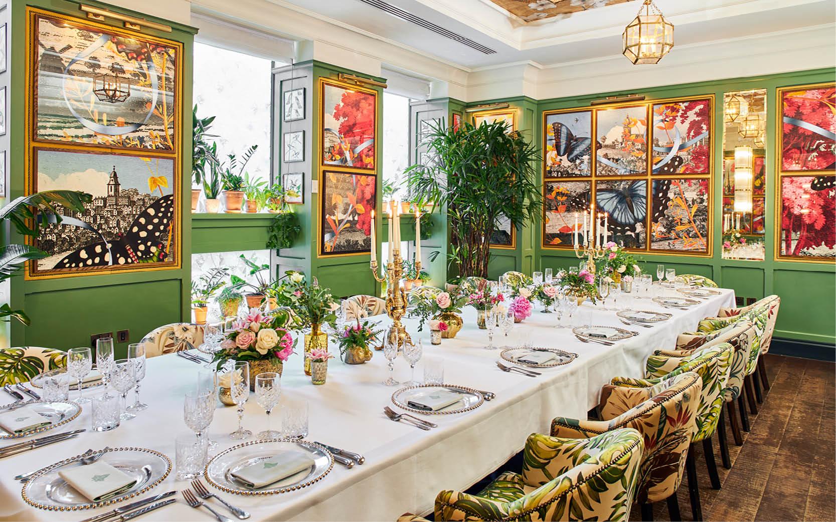 Elegant dining space at The Ivy Temple Row, perfect for upscale events and gatherings.