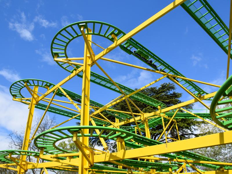 Vibrant roller coaster at West Midlands Safari Park, ideal for experiential events and team-building.